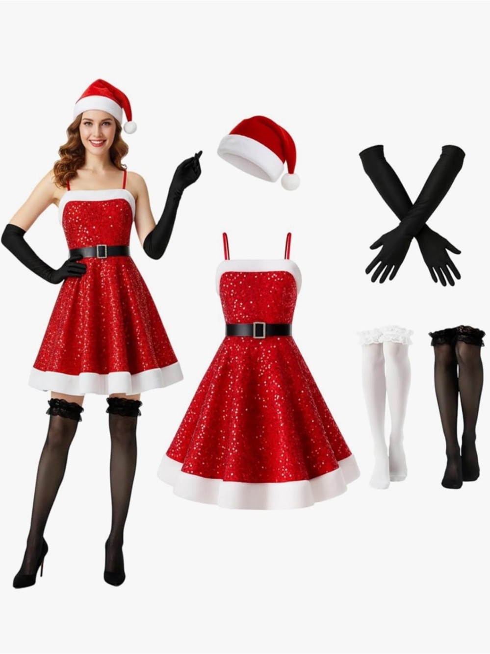 Mrs Santa Claus Costume Women’s MEDIUM Sexy Dress Outfit Set Party Cosplay NEW